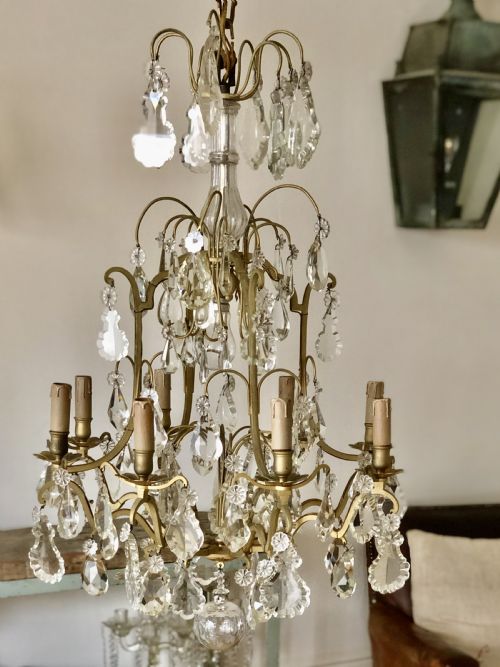 large 19th century french antique cage chandelier - CATEGORY: ANTIQUE LIGHTING - DATED 1890