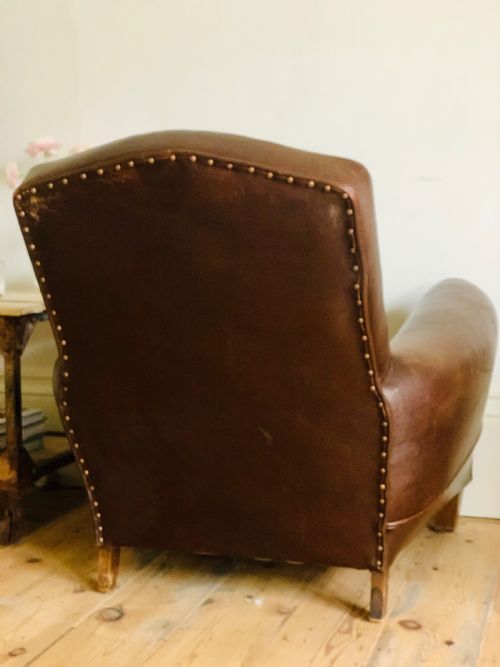 ART DECO FRENCH VINTAGE LEATHER CLUB CHAIR C1930 - ADDITIONAL PHOTO 4