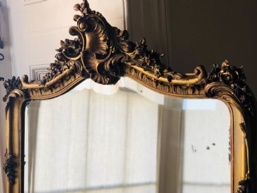 LARGE ANTIQUE FRENCH GILT LOUIS XV MIRROR C1880 - ADDITIONAL PHOTO 2