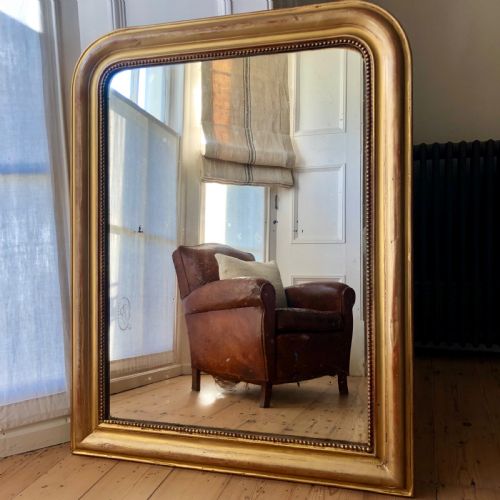 antique french gilt louis philippe mirror - CATEGORY: ANTIQUE MIRRORS - DATED 1860