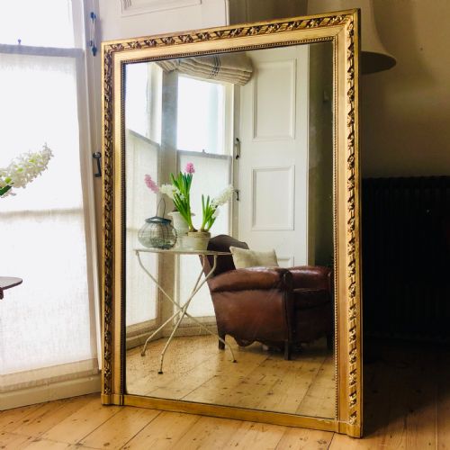 large antique french gilt rectangular mirror - CATEGORY: ANTIQUE MIRRORS - DATED 1880