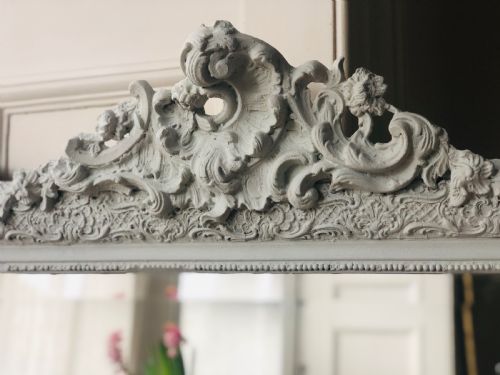 19TH CENTURY FRENCH LOUIS XV PAINTED MIRROR BEVELLED GLASS - ADDITIONAL PHOTO 1