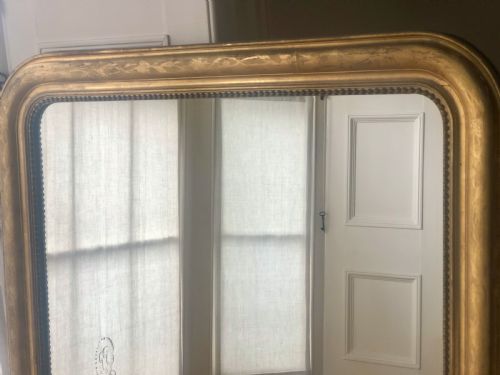 WIDE ANTIQUE FRENCH LOUIS PHILIPPE MIRROR OVERMANTEL - ADDITIONAL PHOTO 1