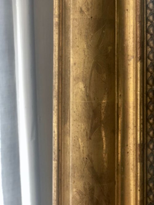 WIDE ANTIQUE FRENCH LOUIS PHILIPPE MIRROR OVERMANTEL - ADDITIONAL PHOTO 2