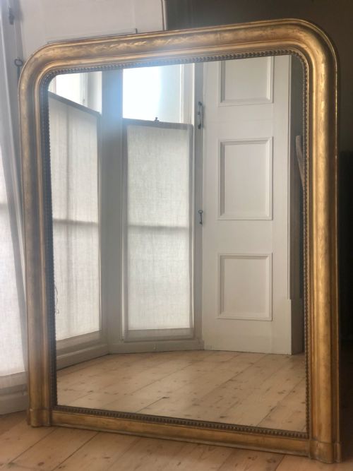 WIDE ANTIQUE FRENCH LOUIS PHILIPPE MIRROR OVERMANTEL - ADDITIONAL PHOTO 4