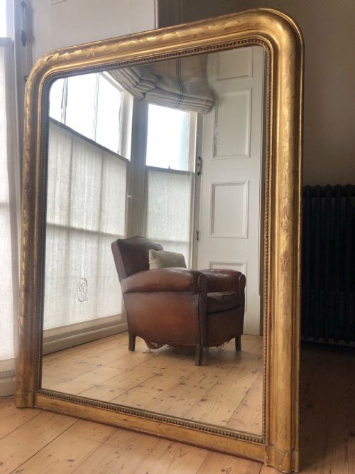 large antique french louis philippe gilt mirror ch buquet paris - CATEGORY: ANTIQUE MIRRORS - DATED 19TH CENTURY