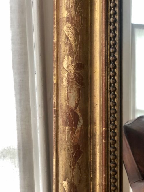 LARGE ANTIQUE FRENCH LOUIS PHILIPPE GILT MIRROR CH BUQUET PARIS - ADDITIONAL PHOTO 5