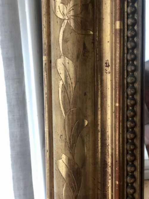 LARGE ANTIQUE FRENCH LOUIS PHILIPPE GILT MIRROR CH BUQUET PARIS - ADDITIONAL PHOTO 6