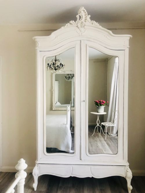 antique french mirrored double armoire - CATEGORY: ANTIQUE WARDROBES - DATED 1890