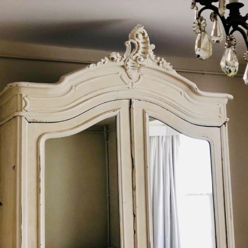 ANTIQUE FRENCH MIRRORED DOUBLE ARMOIRE - ADDITIONAL PHOTO 1