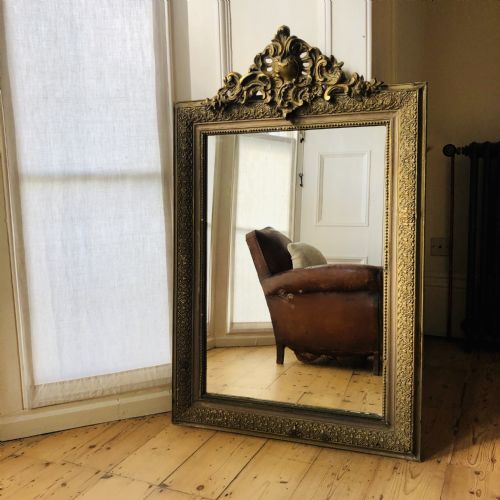 antique french gilt louis xv mirror - CATEGORY: ANTIQUE MIRRORS - DATED 1880