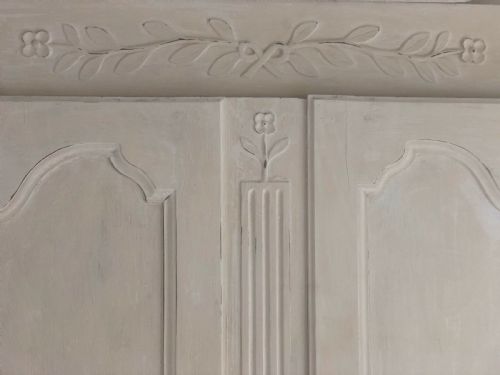 19TH CENTURY FRENCH ANTIQUE FRENCH PAINTED ARMOIRE WARDROBE WITH HANGING RAIL - ADDITIONAL PHOTO 2
