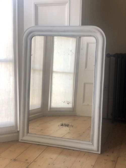 antique french louis philippe painted mirror c1850 foxed glass - CATEGORY: ANTIQUE MIRRORS - DATED 1850