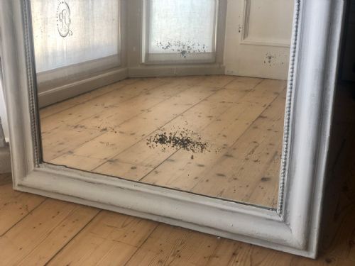 ANTIQUE FRENCH LOUIS PHILIPPE PAINTED MIRROR C1850 FOXED GLASS - ADDITIONAL PHOTO 2