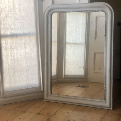 ANTIQUE FRENCH LOUIS PHILIPPE PAINTED MIRROR C1850 FOXED GLASS - ADDITIONAL PHOTO 4