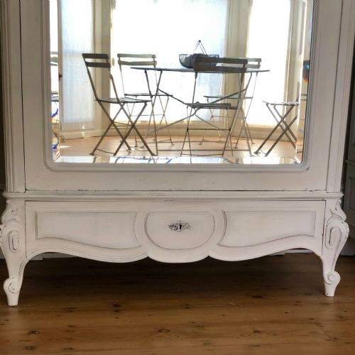 ANTIQUE FRENCH LOUIS XV WIDE SINGLE ARMOIRE WARDROBE LINEN PRESS - ADDITIONAL PHOTO 2
