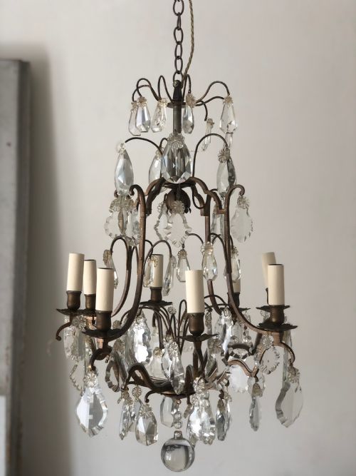 large 19th century french cage chandelier rewired - CATEGORY: ANTIQUE LIGHTING - DATED 1890