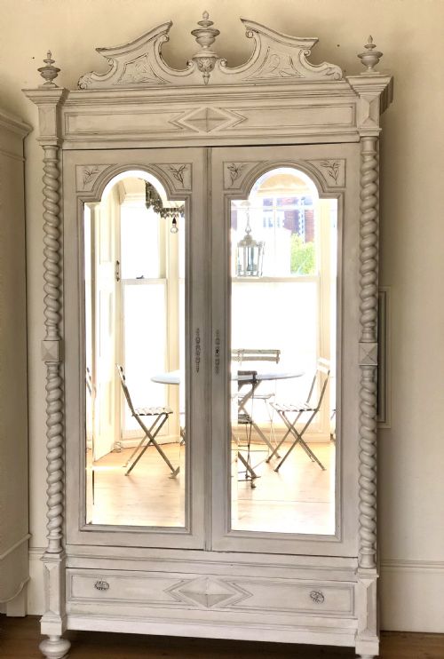 antique french painted mirrored double armoire - CATEGORY: ANTIQUE WARDROBES - DATED 1900