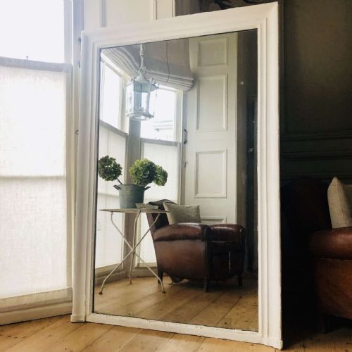 large french 19th century painted leaner mirror mercury glass - CATEGORY: ANTIQUE MIRRORS - DATED 1880