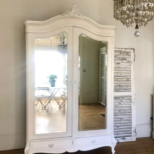 ANTIQUE FRENCH LOUIS XV PAINTED ARMOIRELINEN PRESSWARDROBE - ADDITIONAL PHOTO 2
