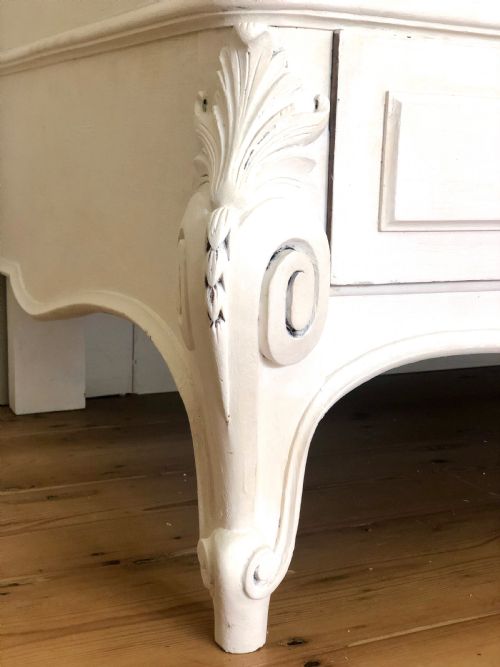 ANTIQUE FRENCH LOUIS XV PAINTED ARMOIRELINEN PRESSWARDROBE - ADDITIONAL PHOTO 7