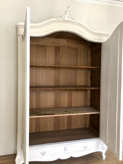 ANTIQUE FRENCH LOUIS XV PAINTED ARMOIRELINEN PRESSWARDROBE - ADDITIONAL PHOTO 13