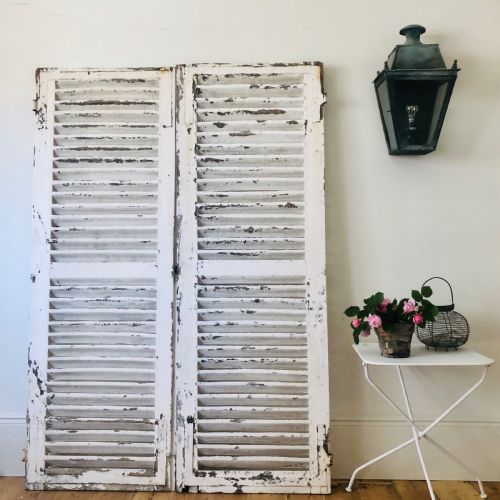 antique french oak painted shutters - CATEGORY: ANTIQUE MISCELLANEOUS - DATED 19TH CENTURY