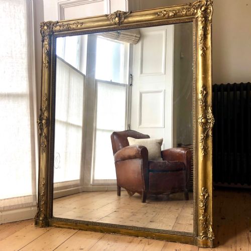 LARGE 19TH CENTURY FRENCH ANTIQUE MIRROR - ADDITIONAL PHOTO 1