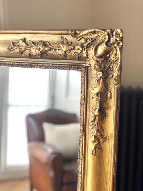 LARGE 19TH CENTURY FRENCH ANTIQUE MIRROR - ADDITIONAL PHOTO 2