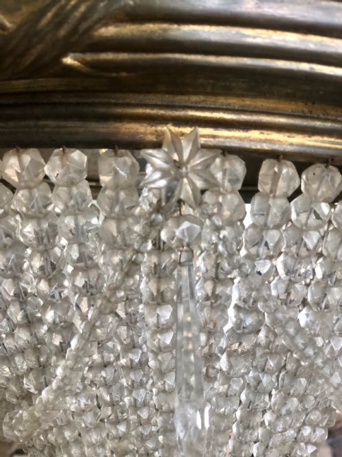 19TH CENTURY ANTIQUE FRENCH LOUIS PHILIPPE BAG CHANDELIER C1860 - ADDITIONAL PHOTO 1