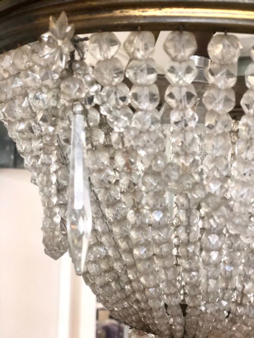 19TH CENTURY ANTIQUE FRENCH LOUIS PHILIPPE BAG CHANDELIER C1860 - ADDITIONAL PHOTO 3