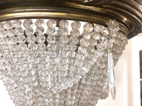 19TH CENTURY ANTIQUE FRENCH LOUIS PHILIPPE BAG CHANDELIER C1860 - ADDITIONAL PHOTO 4