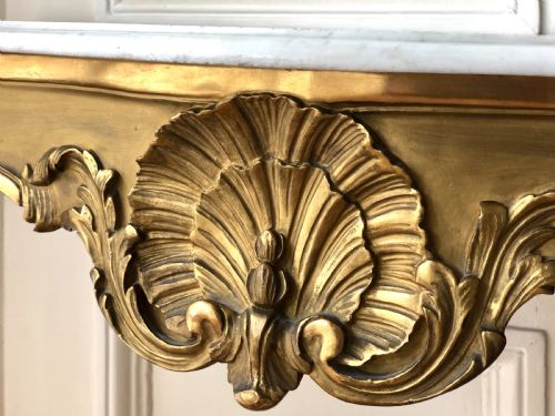 19TH CENTURY ANTIQUE FRENCH GILT AND MARBLE CONSOLE TABLE - ADDITIONAL PHOTO 1