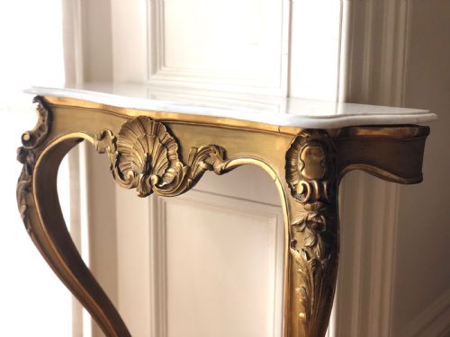 19TH CENTURY ANTIQUE FRENCH GILT AND MARBLE CONSOLE TABLE - ADDITIONAL PHOTO 5