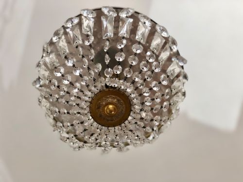 ANTIQUE FRENCH CRYSTAL BAG CHANDELIER - ADDITIONAL PHOTO 2