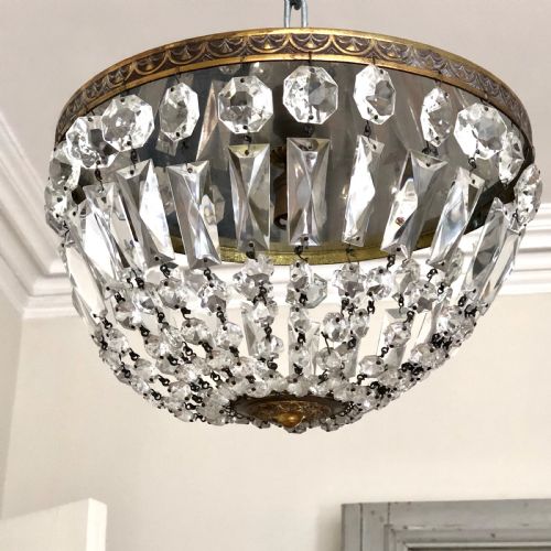 ANTIQUE FRENCH CRYSTAL BAG CHANDELIER - ADDITIONAL PHOTO 4