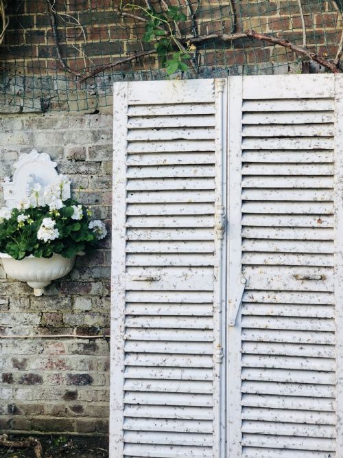 antique french painted shutters - CATEGORY: ANTIQUE MISCELLANEOUS - DATED 1910