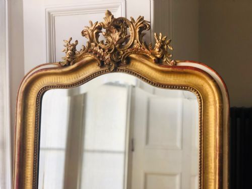 19TH CENTURY ANTIQUE FRENCH LOUIS XV GILT MIRROR BEVELLED GLASS - ADDITIONAL PHOTO 1