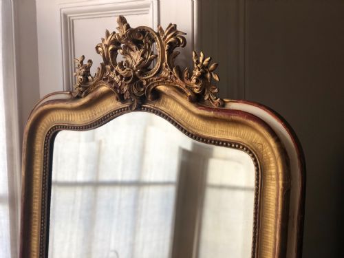 19TH CENTURY ANTIQUE FRENCH LOUIS XV GILT MIRROR BEVELLED GLASS - ADDITIONAL PHOTO 3