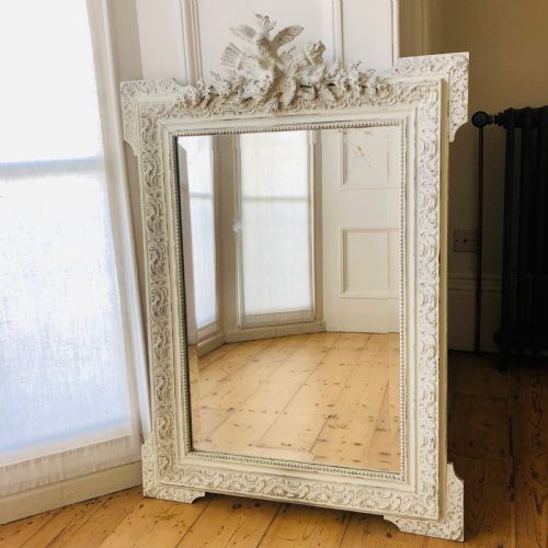 19TH CENTURY ANTIQUE FRENCH LOUIS XV PAINTED MIRROR BEVELLED GLASS - ADDITIONAL PHOTO 1