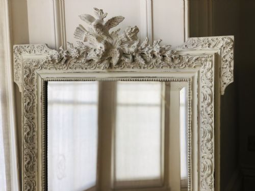 19TH CENTURY ANTIQUE FRENCH LOUIS XV PAINTED MIRROR BEVELLED GLASS - ADDITIONAL PHOTO 2