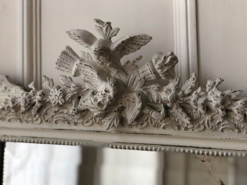 19TH CENTURY ANTIQUE FRENCH LOUIS XV PAINTED MIRROR BEVELLED GLASS - ADDITIONAL PHOTO 3