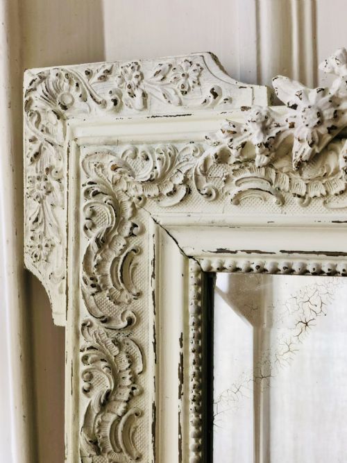 19TH CENTURY ANTIQUE FRENCH LOUIS XV PAINTED MIRROR BEVELLED GLASS - ADDITIONAL PHOTO 5