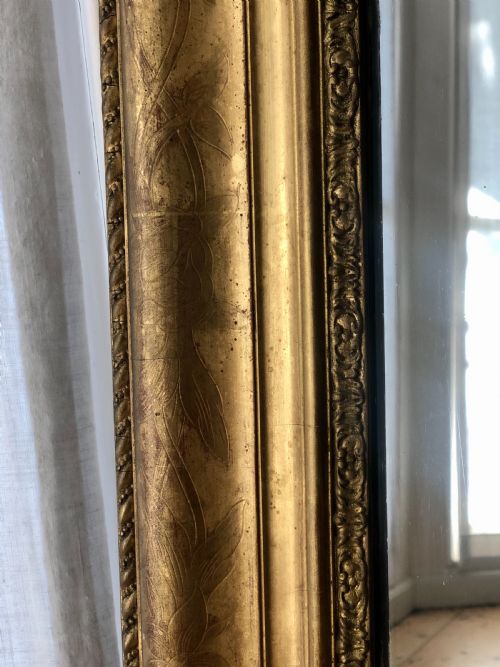 ANTIQUE FRENCH GILT LOUIS PHILIPPE MIRROR C1860 MERCURY GLASS - ADDITIONAL PHOTO 2