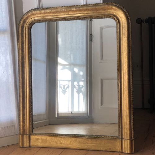ANTIQUE FRENCH GILT LOUIS PHILIPPE MIRROR C1860 MERCURY GLASS - ADDITIONAL PHOTO 4