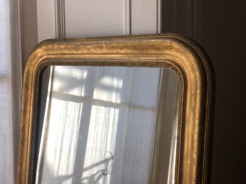 ANTIQUE FRENCH GILT LOUIS PHILIPPE MIRROR C1860 MERCURY GLASS - ADDITIONAL PHOTO 6