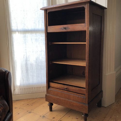 ANTIQUE FRENCH OAK TAMBOUR FILING CABINET - ADDITIONAL PHOTO 4