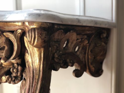19TH CENTURY ANTIQUE FRENCH GILT AND MARBLE CONSOLE TABLE - ADDITIONAL PHOTO 2