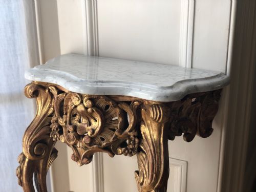 19TH CENTURY ANTIQUE FRENCH GILT AND MARBLE CONSOLE TABLE - ADDITIONAL PHOTO 6