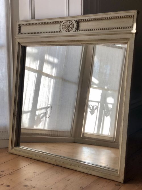 antique french painted mirror original paint - CATEGORY: ANTIQUE MIRRORS - DATED 1910